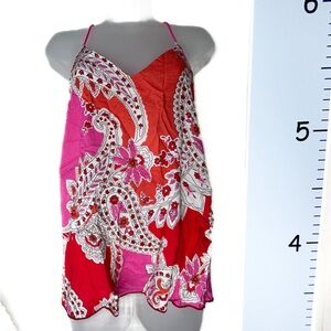 Newbury Kustom‎ Pink White Paisley Spaghetti Strap Blouse NWT Small